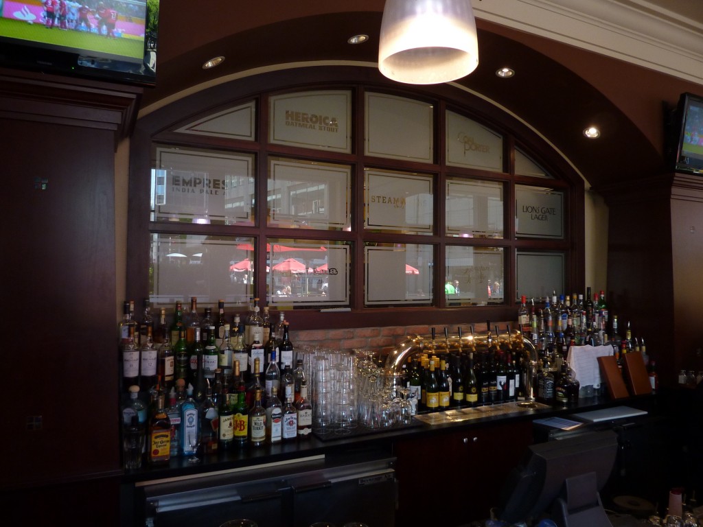 Steamworks Glass Etching - Bar area Steamworks Glass Etching - Bar area